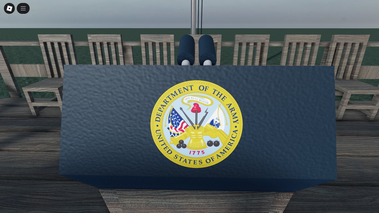 Close-up of military podium detailing