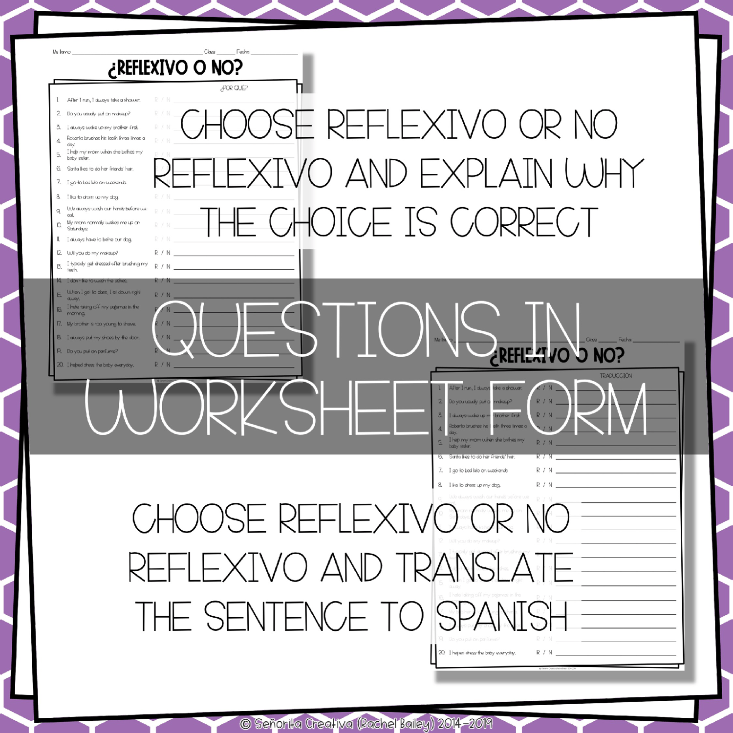 Reflexive Verbs Spanish Sorting Activity and Worksheets