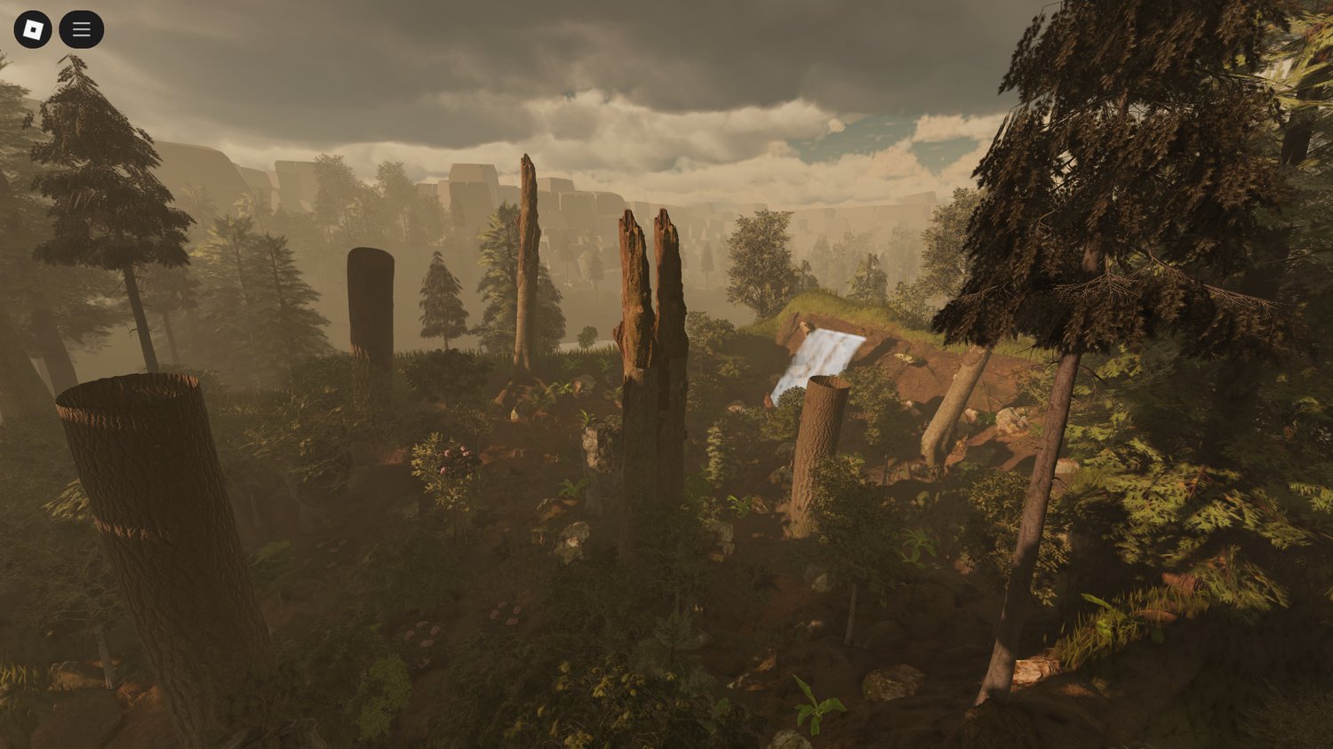 Overview of Mythic Forest with hills and valleys
