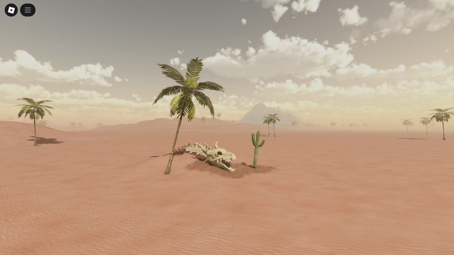 Overview of Roblox desert map with dunes and plains