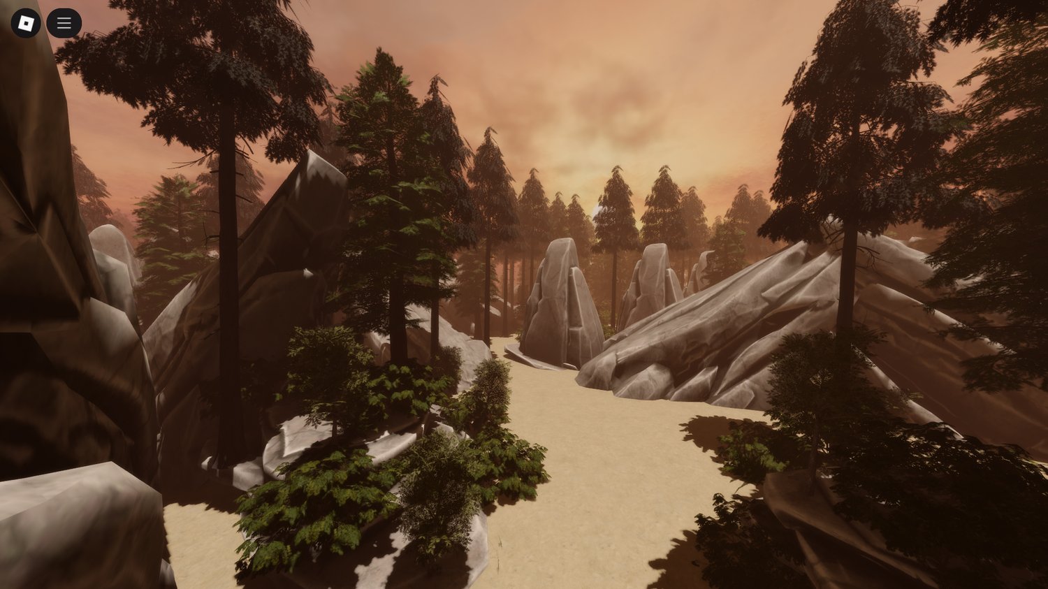 Pine trees and dense forests throughout the map