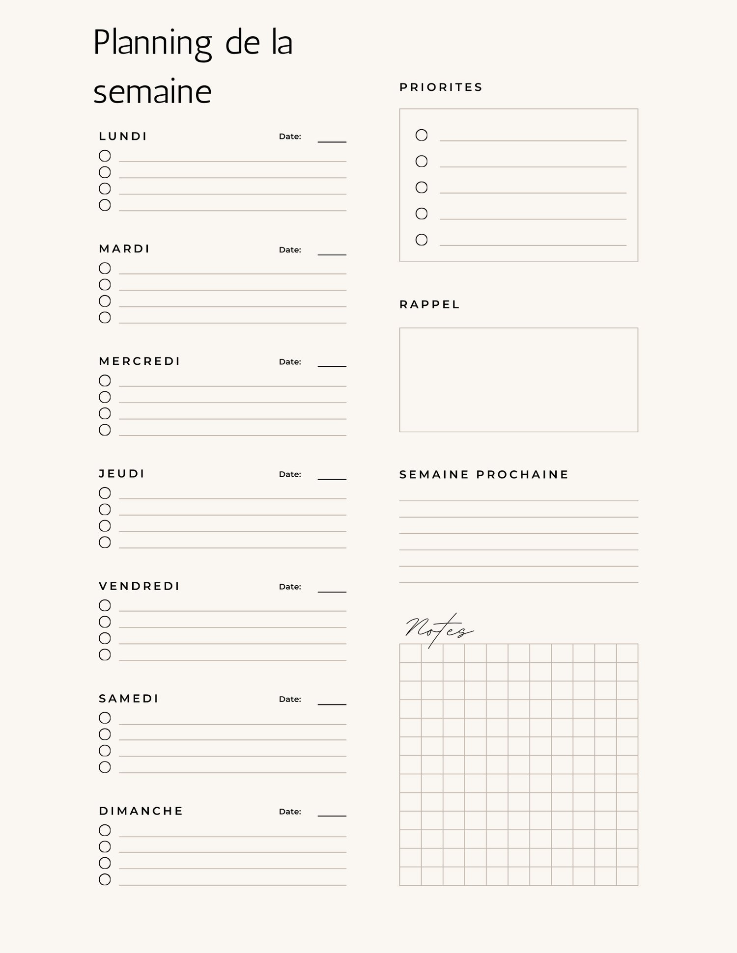 un planner efficace pour planifier votre semaine sans difficulté