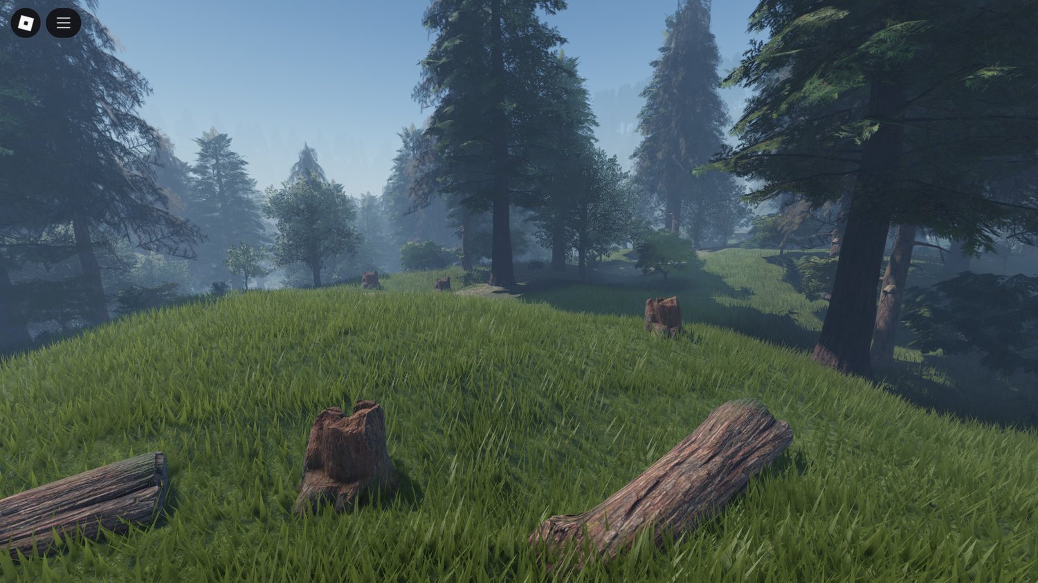 Natural logs, trunks, and low-ground vegetation