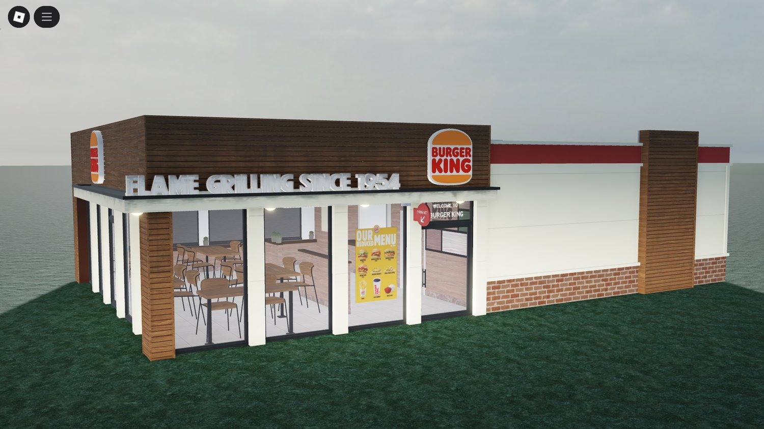 Exterior view of small Roblox Burger King