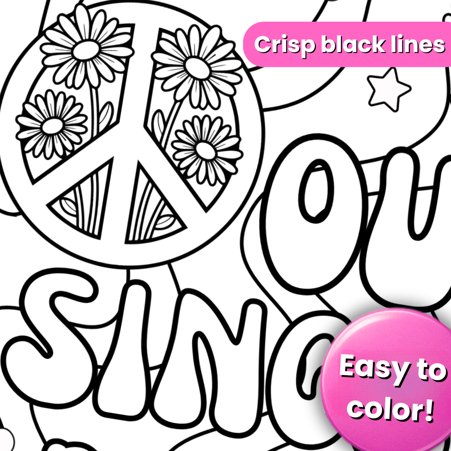 Peace Out Single Digits Coloring Page – Detailed line art for 10th birthday activity
