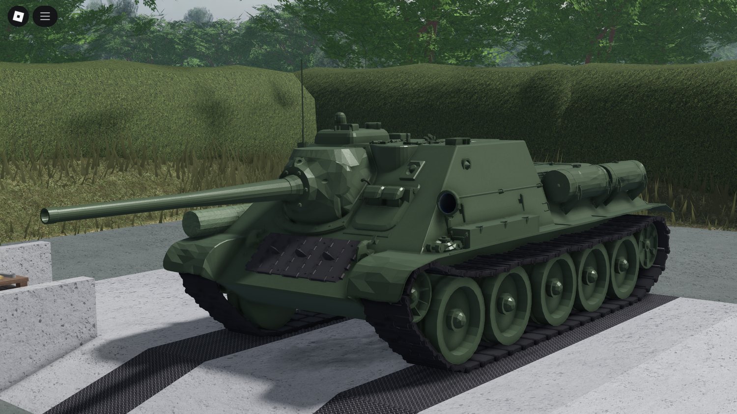 Roblox Tiger II driving across terrain