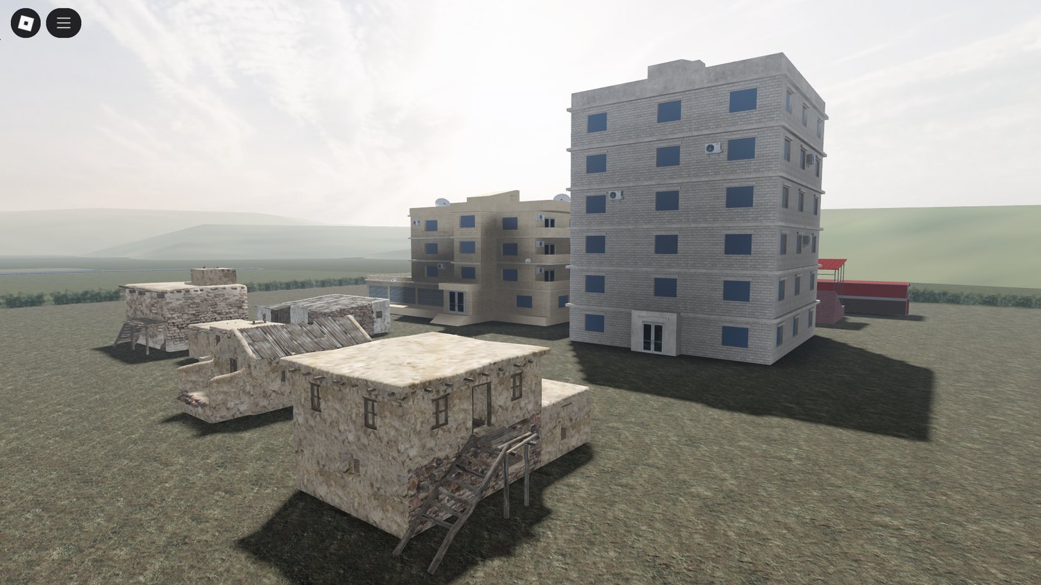 War-torn building exterior in Roblox