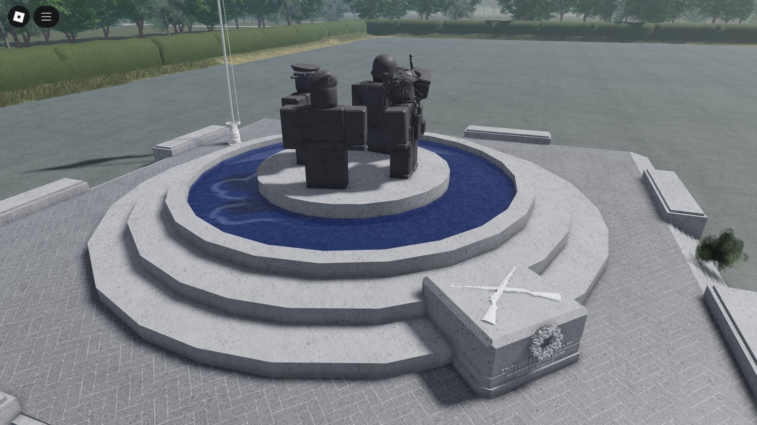 Statue placed in a military base environment