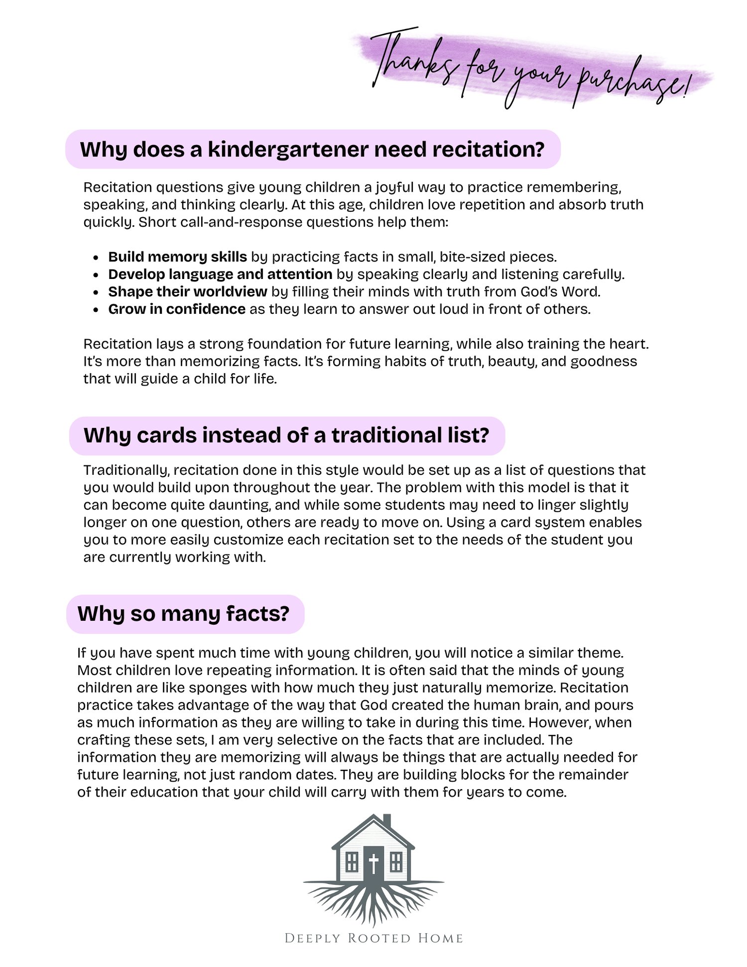 Kindergarten Recitation Cards (DIGITAL DOWNLOAD)