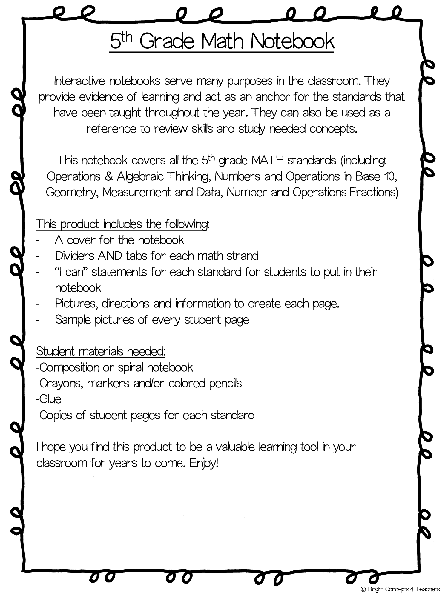 5th Grade Math Interactive Notebook {Common Core Aligned}