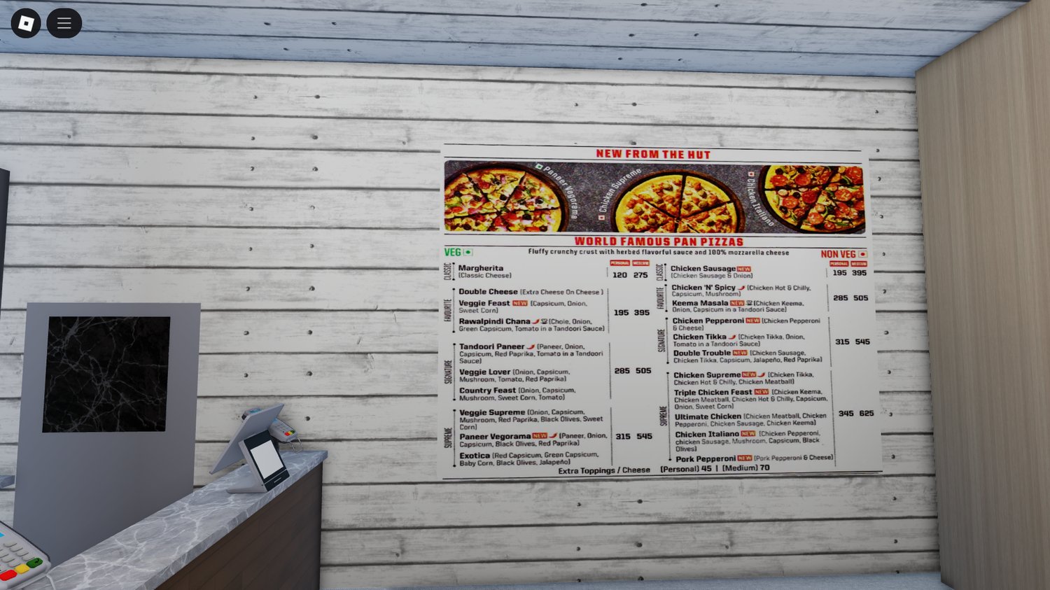 Players exploring the interior of Pizza Hut