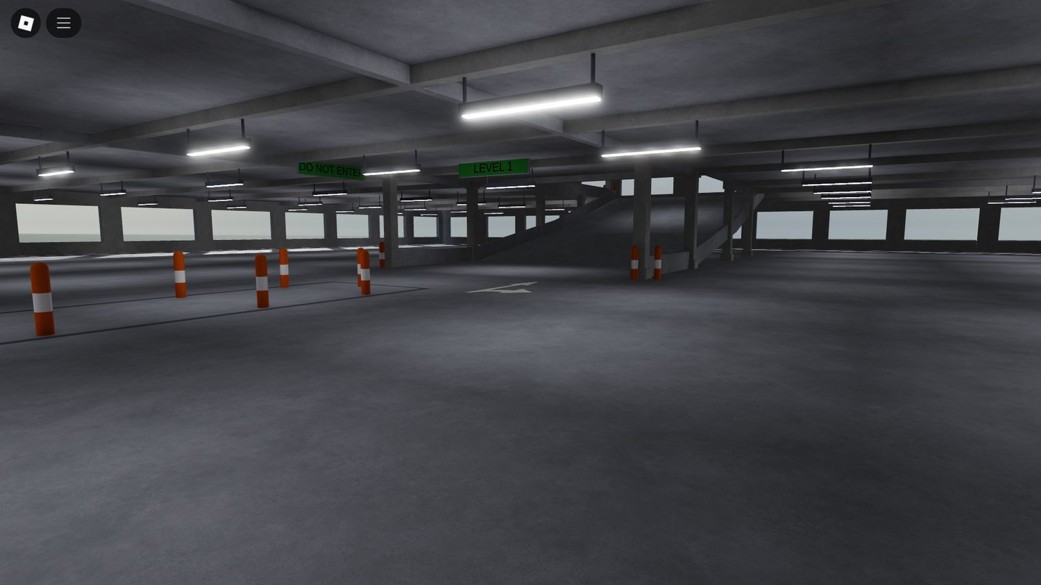 Cars parked on multiple levels of the garage