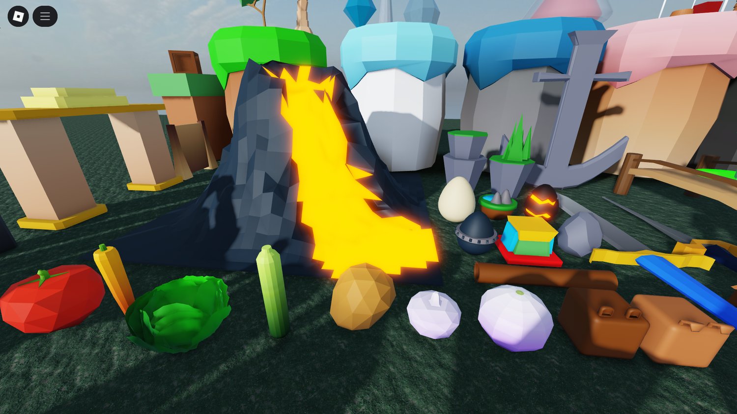 Decorative rocks and pathways in low poly style