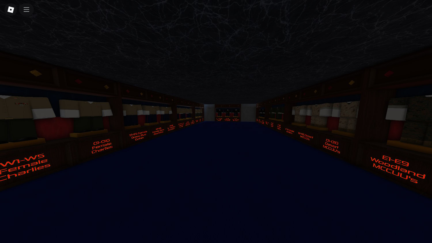Wide interior shot of MCX environment in Roblox