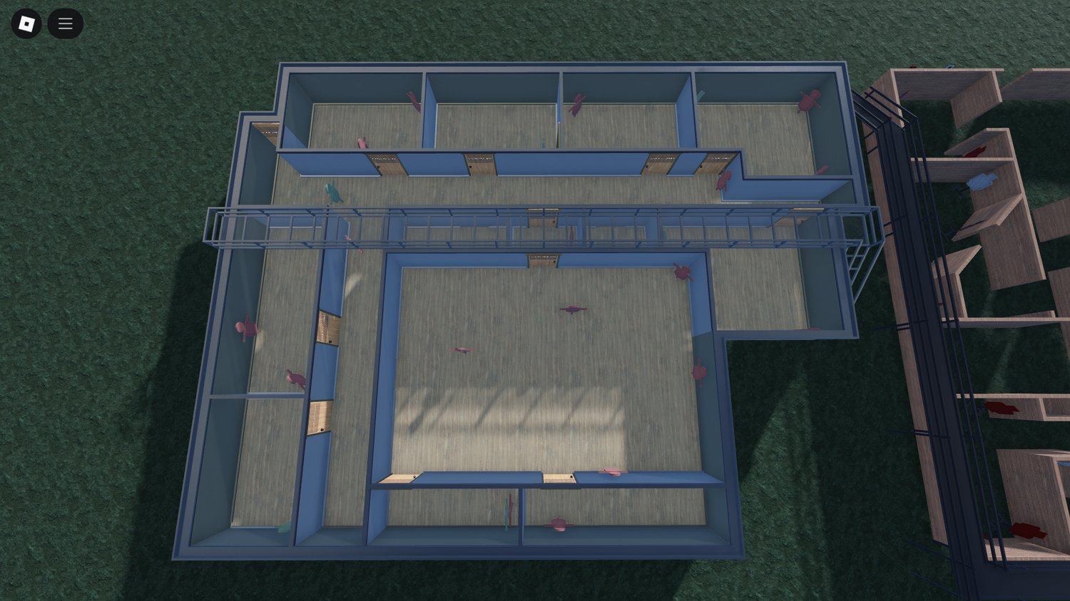 Instructor/spectator zone overlooking an exercise room