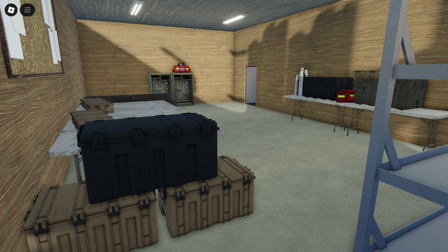 Player navigating a war zone building interior