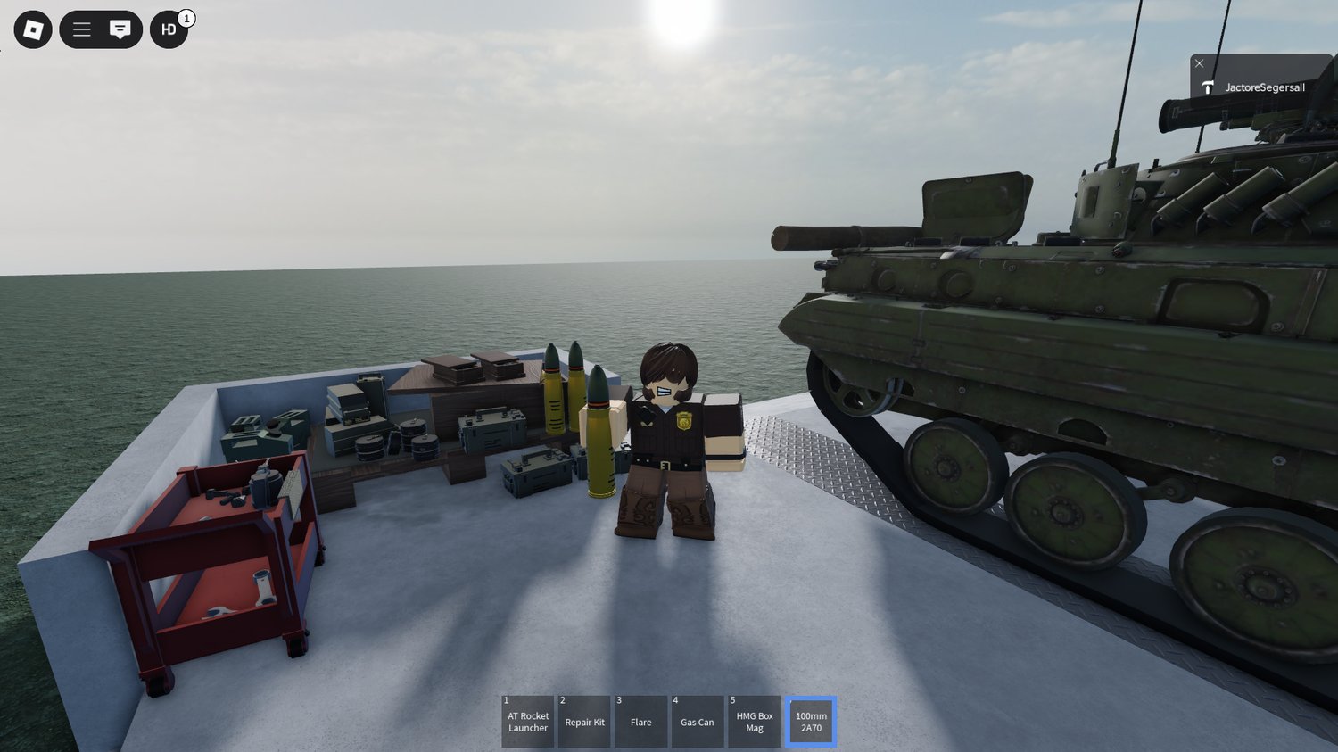 Tank in a combat or roleplay scenario