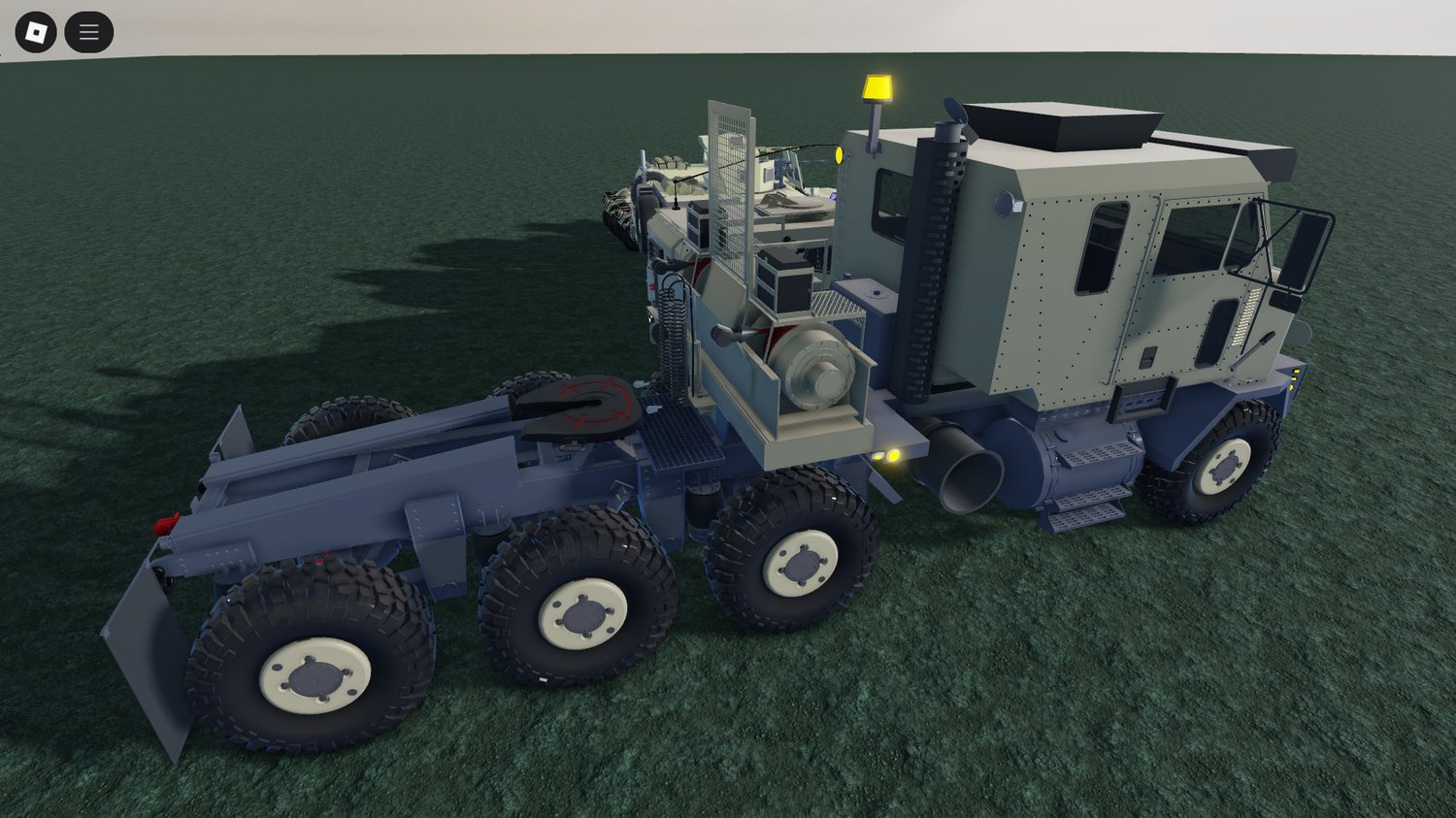 Fleet of six military vehicles lined up for roleplay