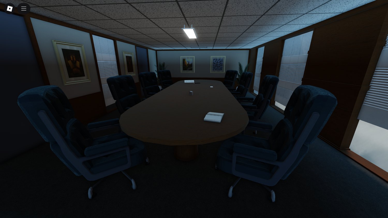 Meeting table with chairs arranged for discussion