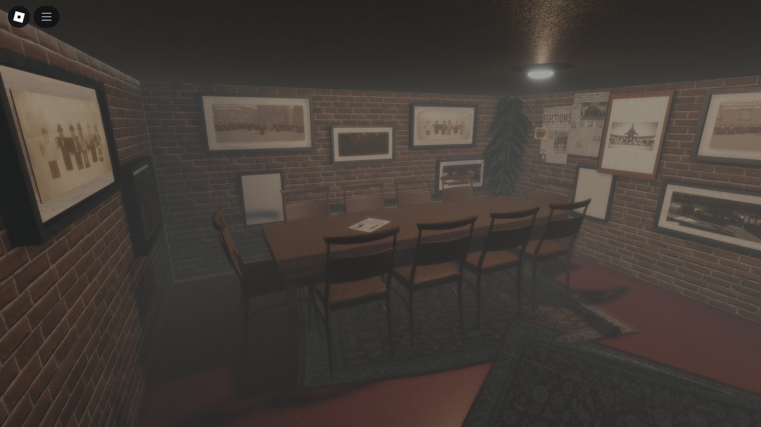 Posters and newspapers decorating the walls