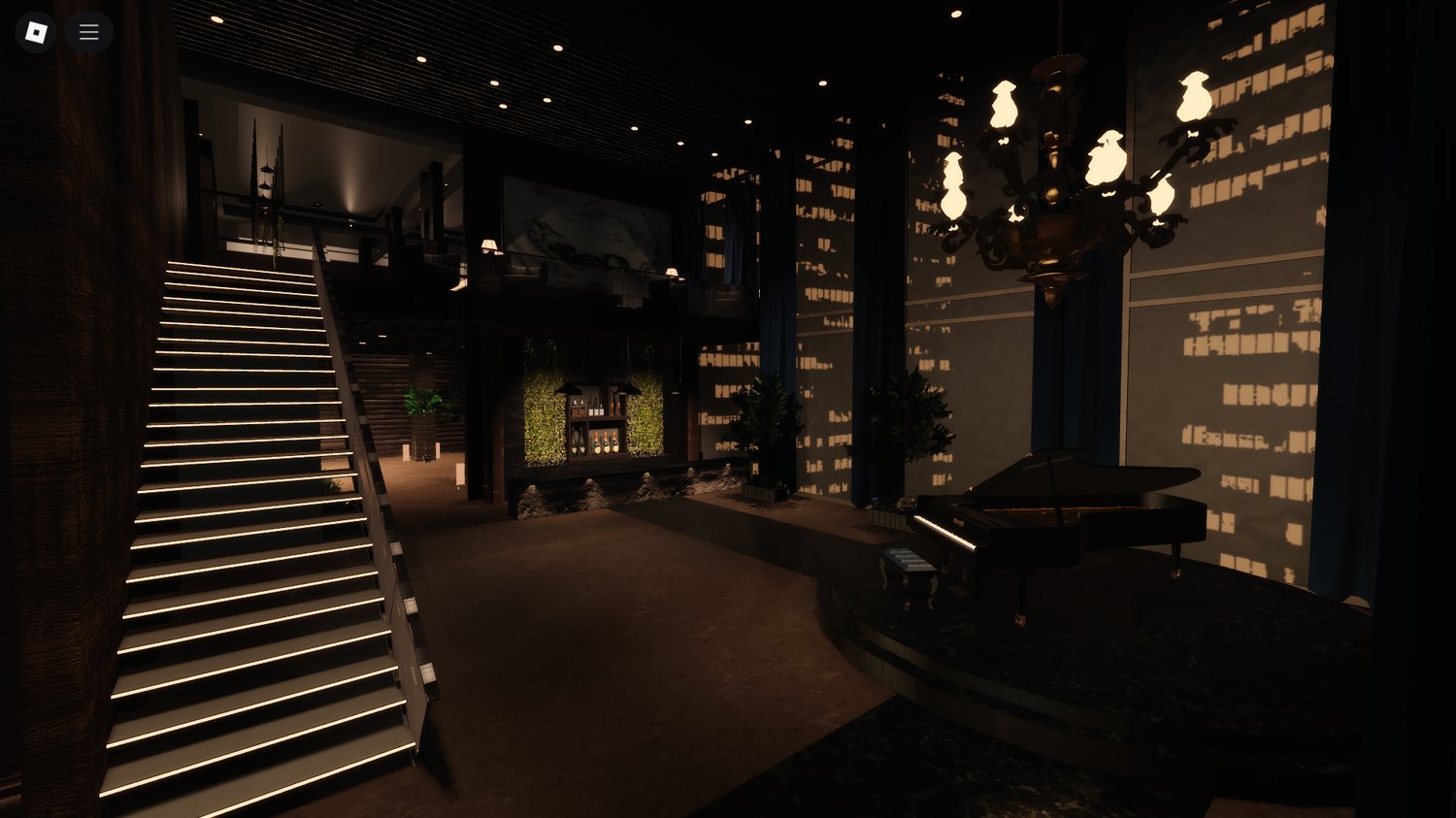 Exterior of Dorsia Skyscraper Restaurant in Roblox
