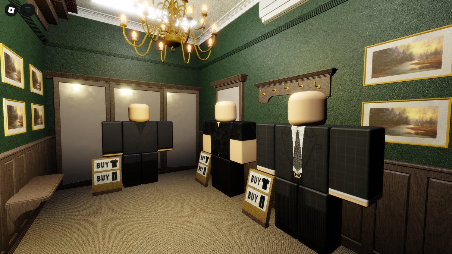 Interior shot with customizable clothing displays