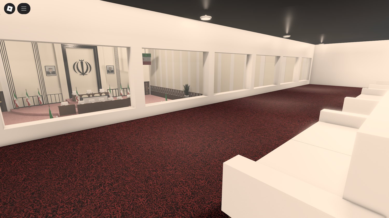 Central podium in Roblox parliament chamber