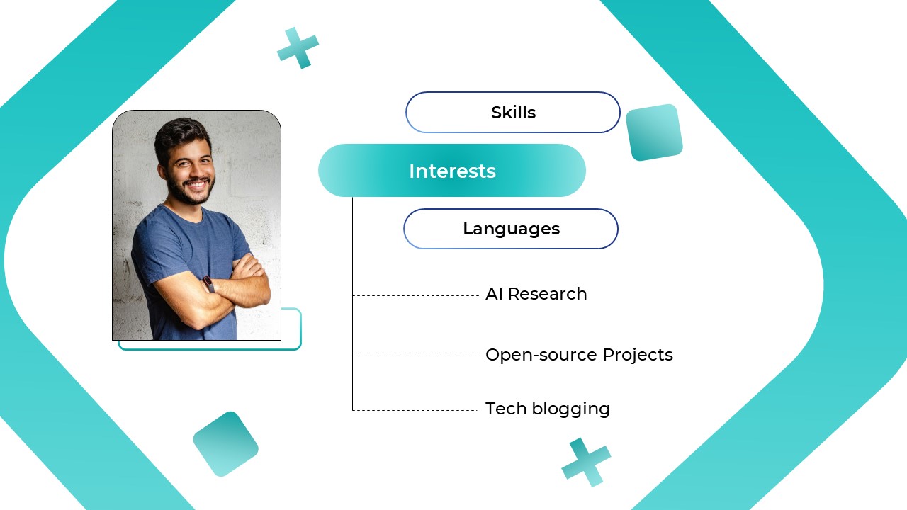 Morph CV template 04 — Sea Turquoise — elegant resume with Morph transition