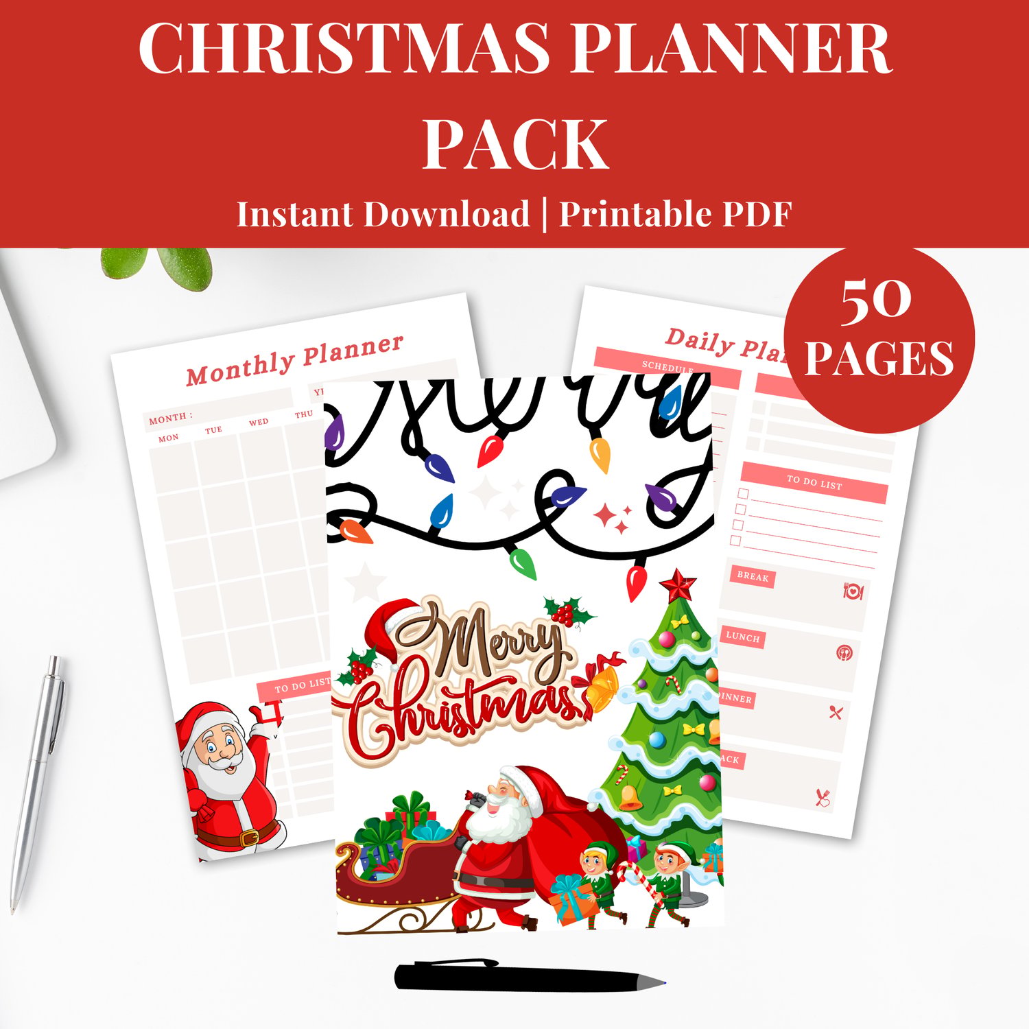 Christmas Planner Bundle Pack, Holiday Organizer Printable PDF, Budget ...