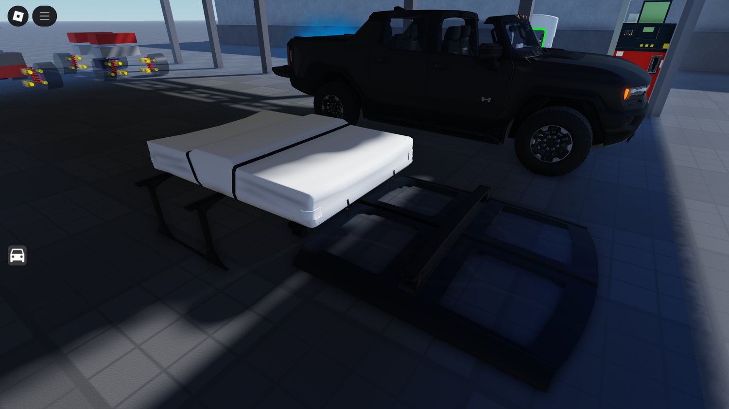 Car dealership building in Roblox with vehicles