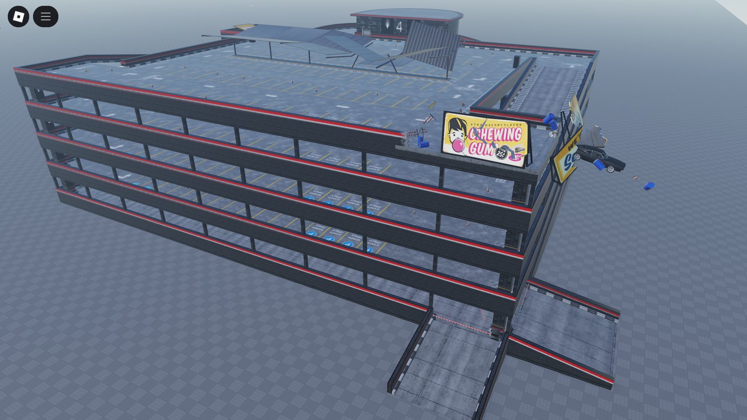 interior view of parking floors with vehicles