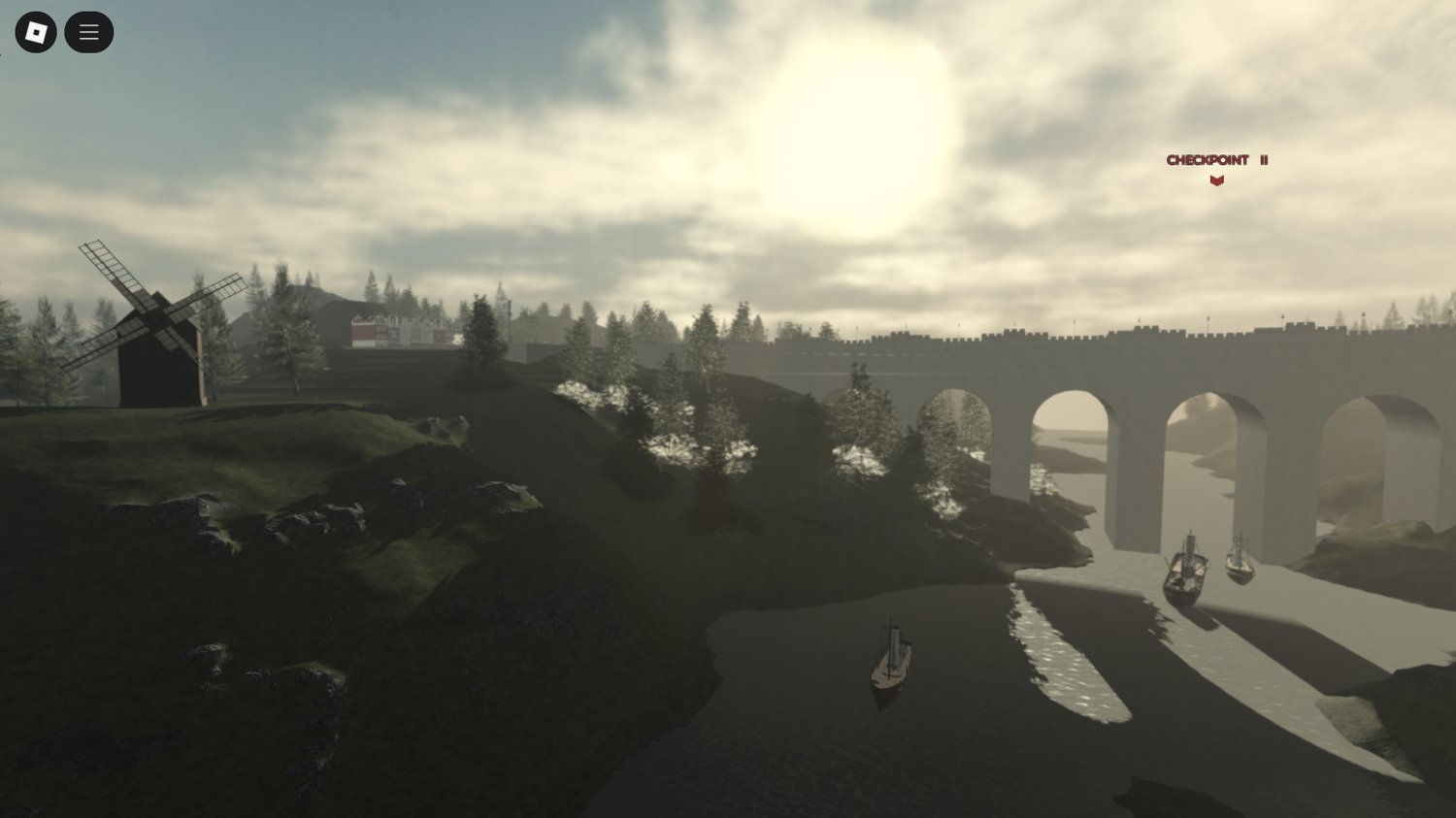 Roblox Schwedt Town aerial view with bridge