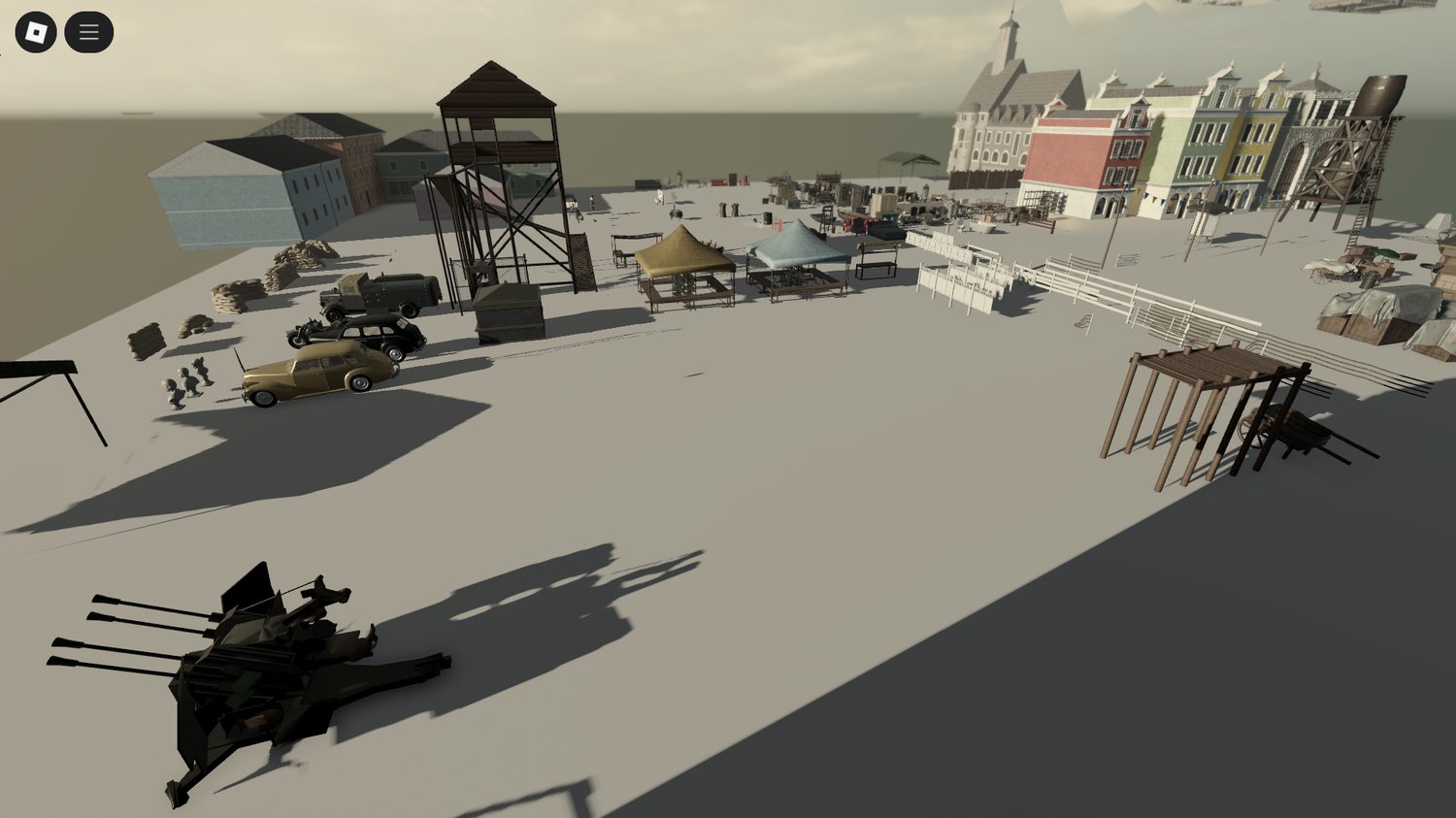 Working cars and weapons in vintage Roblox asset pack