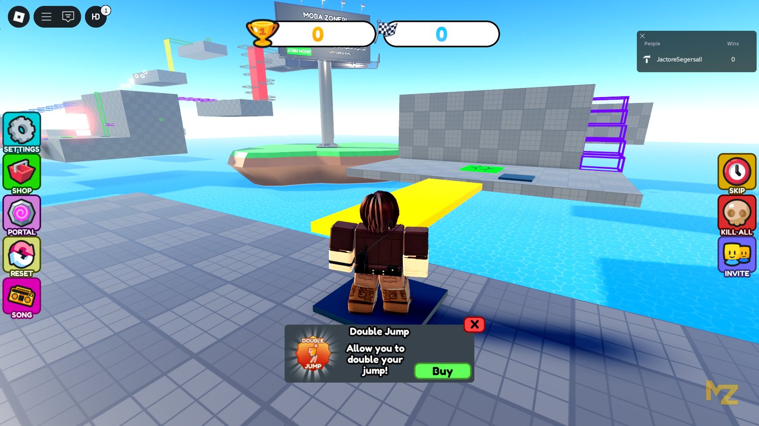 Cooperative parkour challenge in Roblox