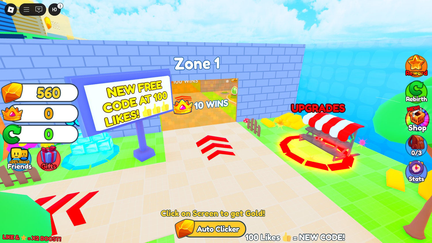 Reward system interface in Roblox simulator
