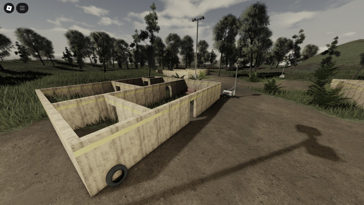 Players training in Roblox military map
