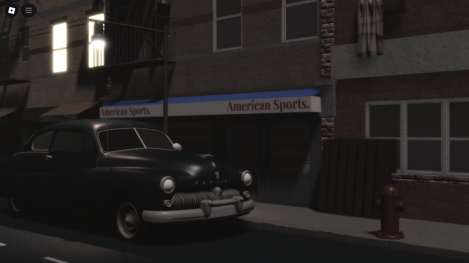 Roblox city environment with retro vibe