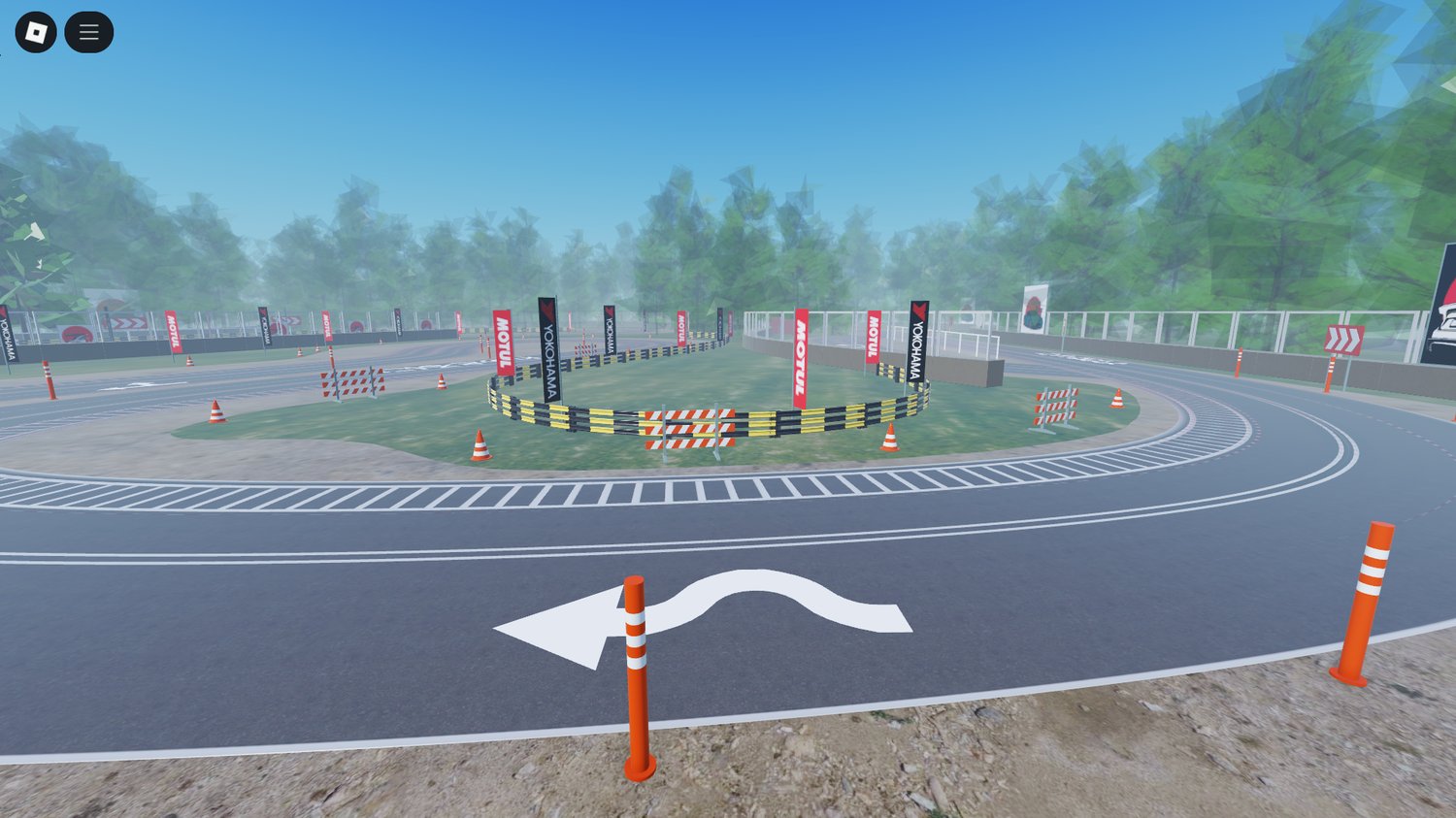 Racing cars drifting on Roblox track