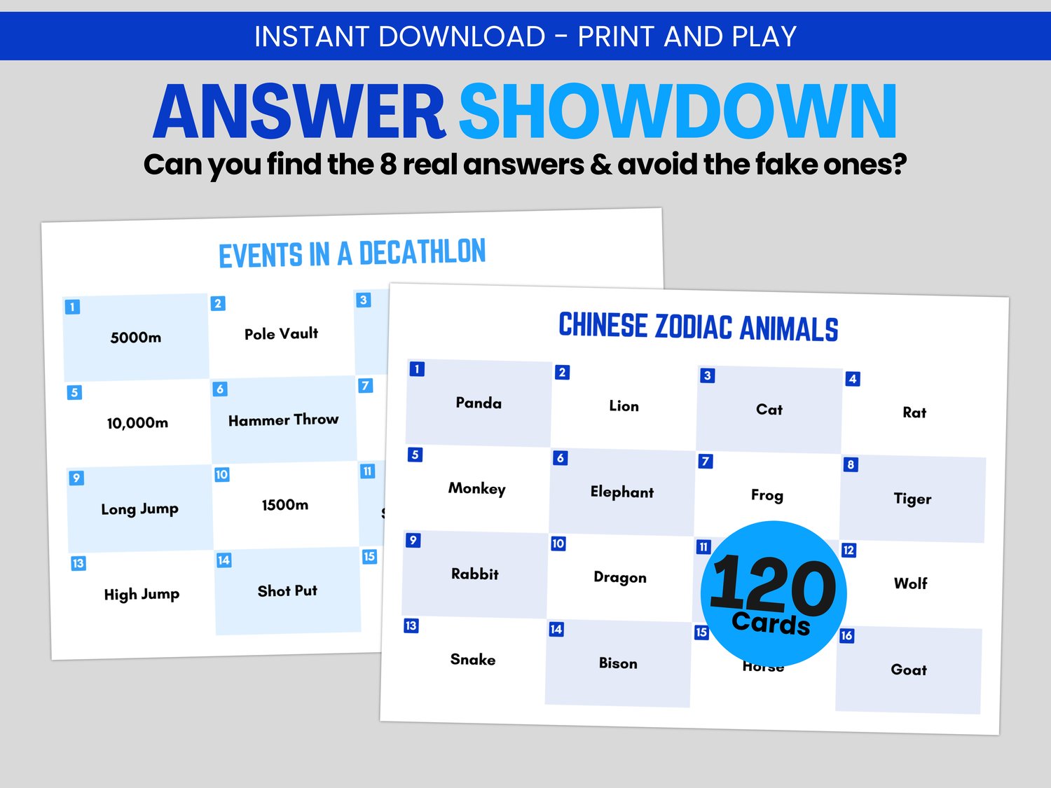 Answer Showdown – Printable Party Game