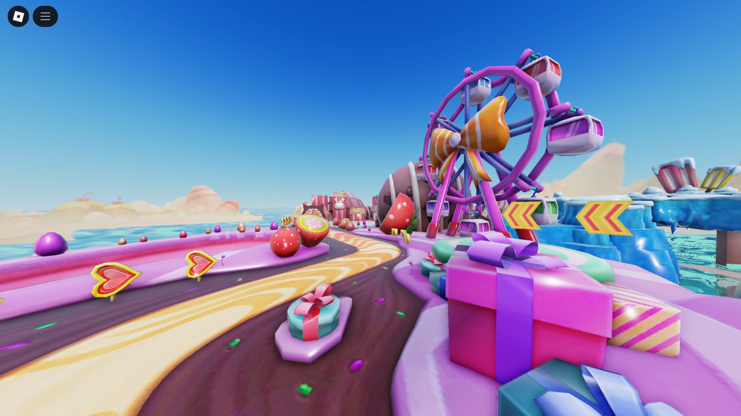 Detailed candy environment for racing in Roblox