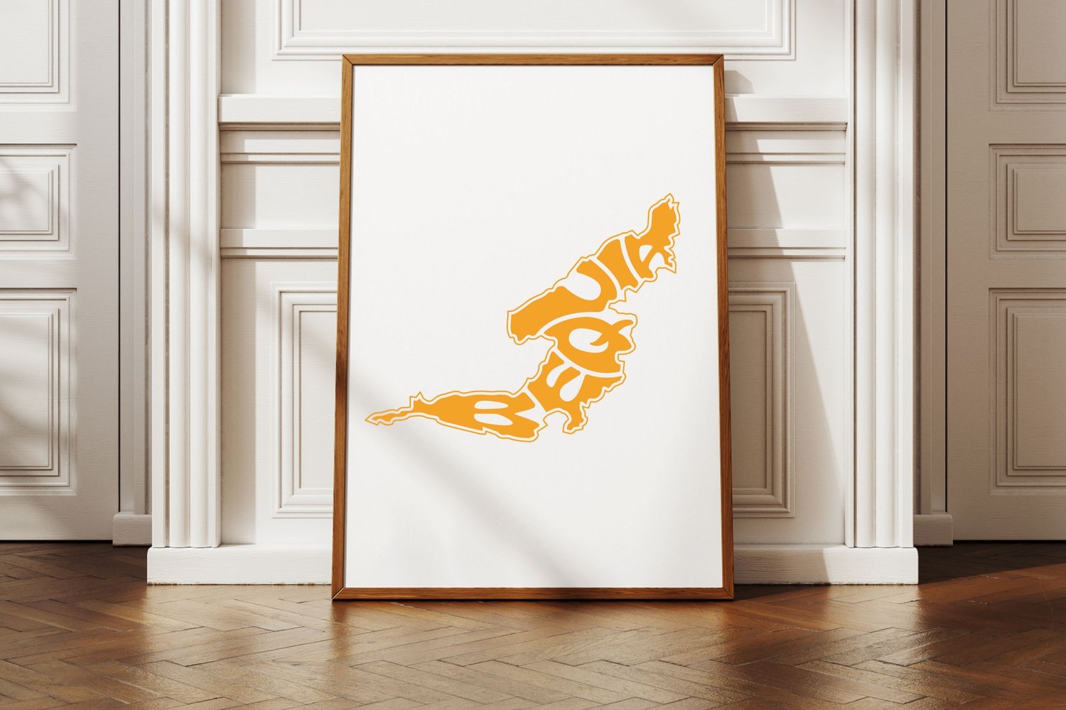This design features the word Bequia creatively made into the shape of a this St. Vincent and the Grenadines island.