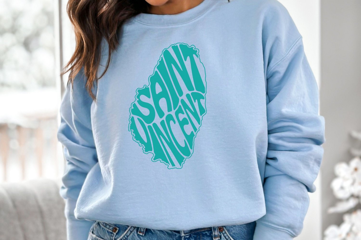 This design features the words Saint Vincent creatively made into the shape of the island.