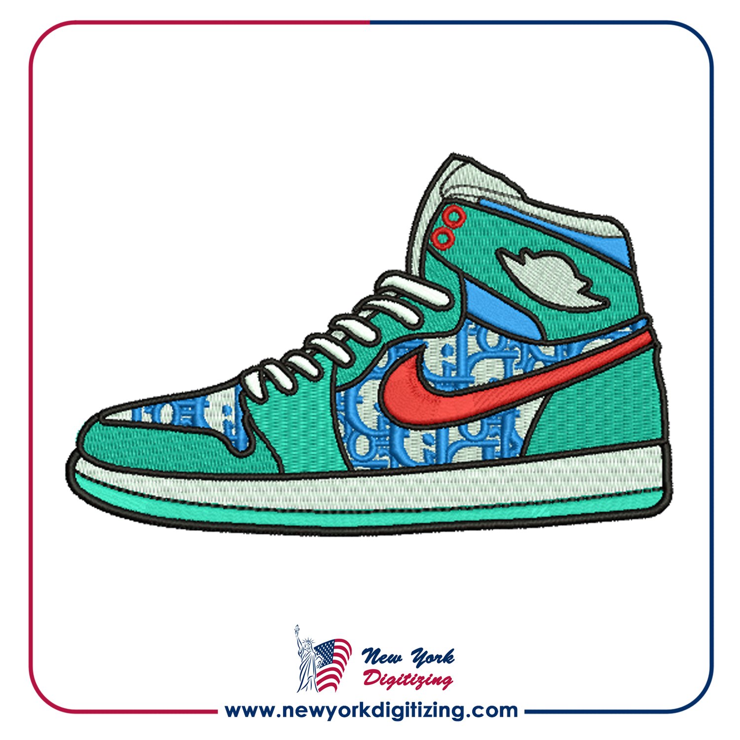 Nike Air Jordan Shoe Embroidery Design by New York Digitizing