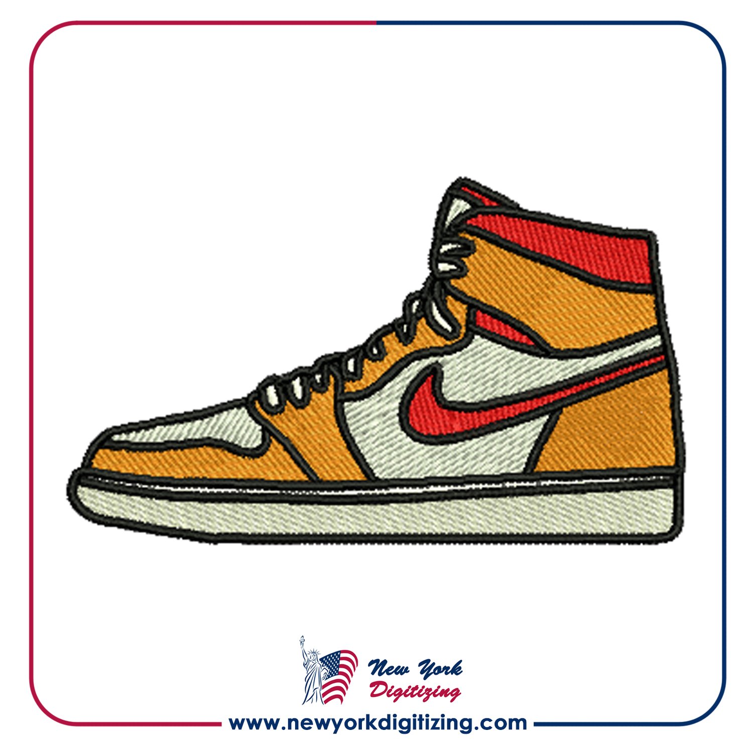 Nike Air Jordan Shoe Embroidery Design by New York Digitizing