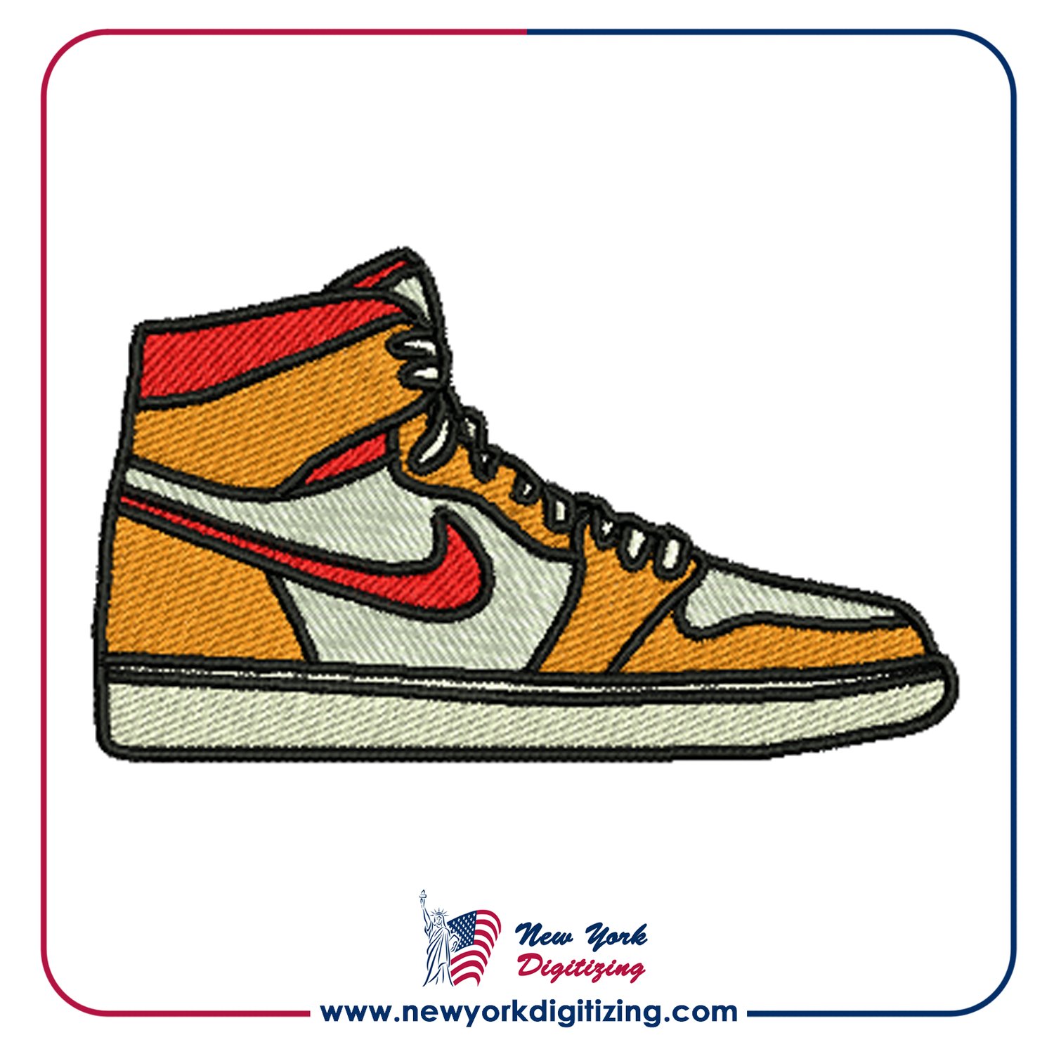 Nike Air Jordan Shoe Embroidery Design by New York Digitizing