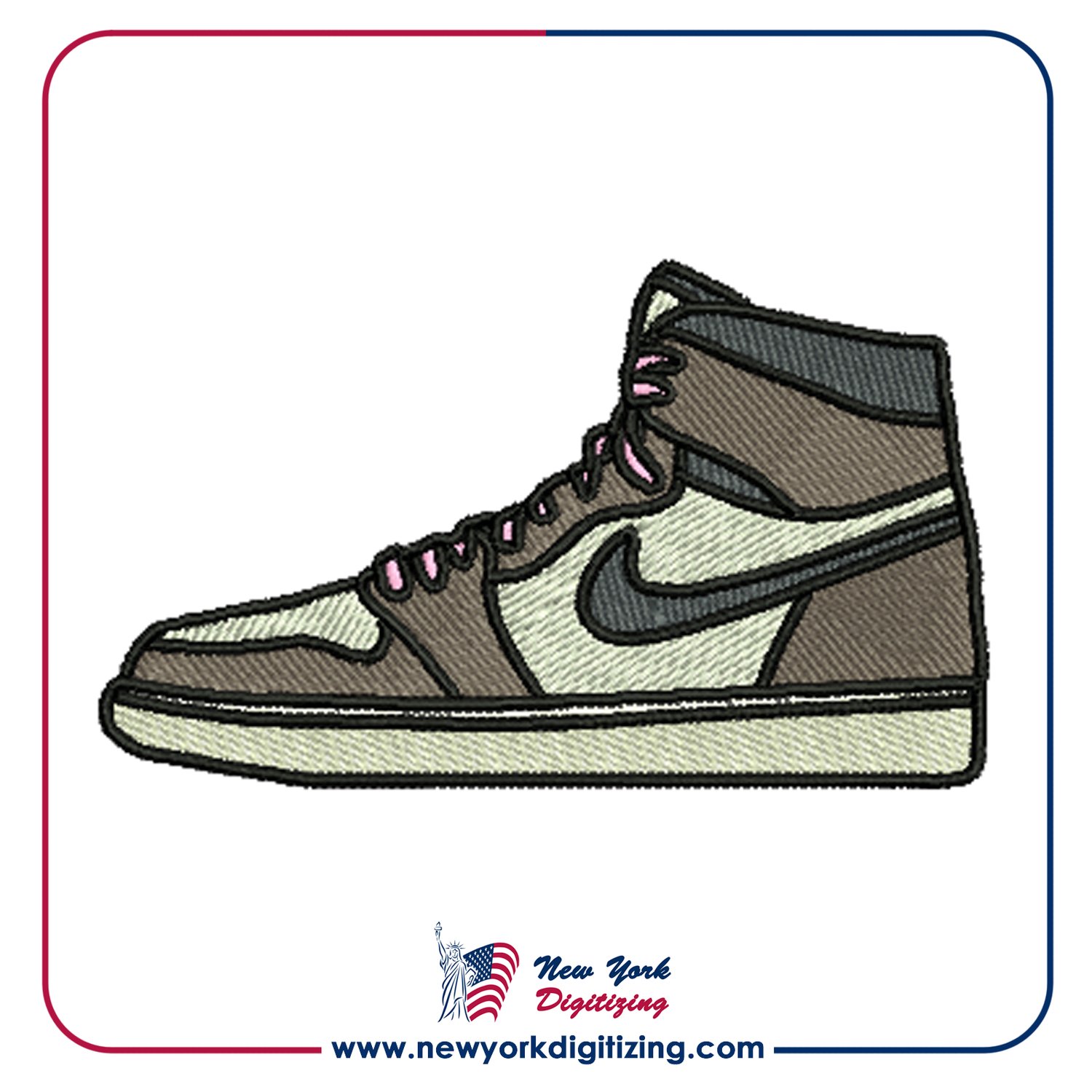 Nike Air Jordan Shoe Embroidery Design by New York Digitizing