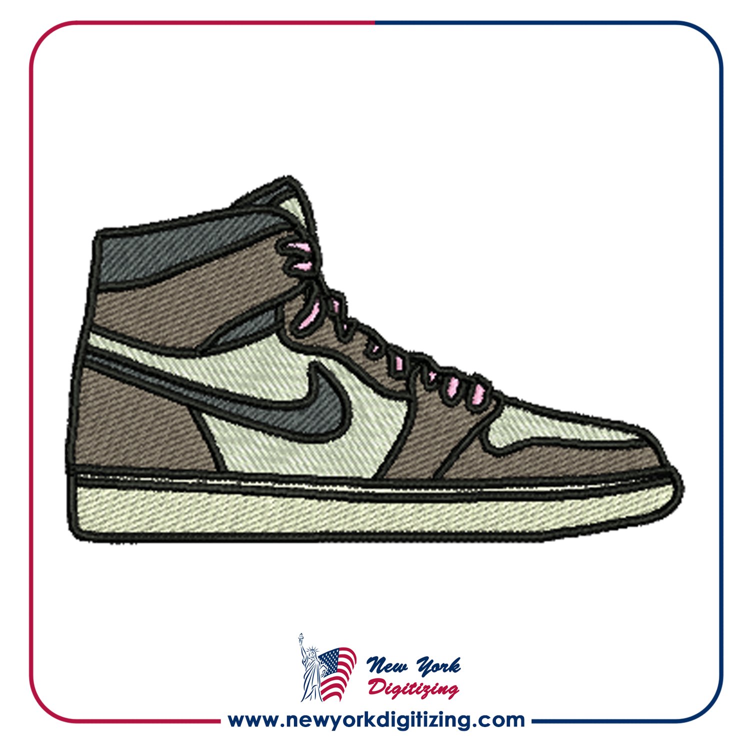 Nike Air Jordan Shoe Embroidery Design by New York Digitizing