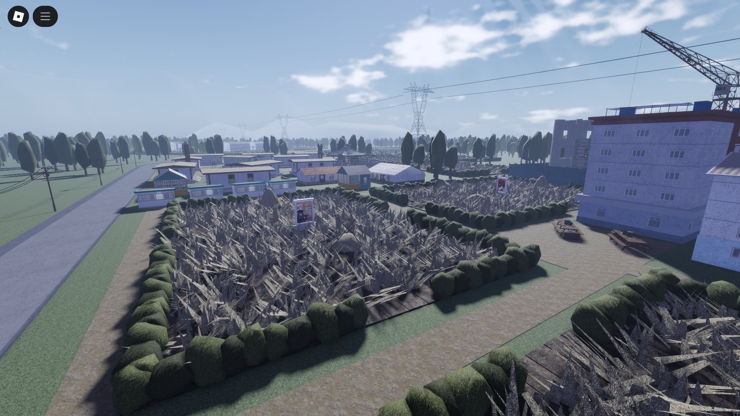 Roblox brutalist structures and streets