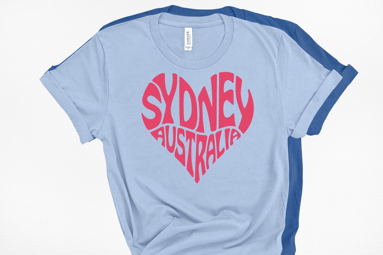 This design features the words Sydney Australia creatively made into a heart shape.