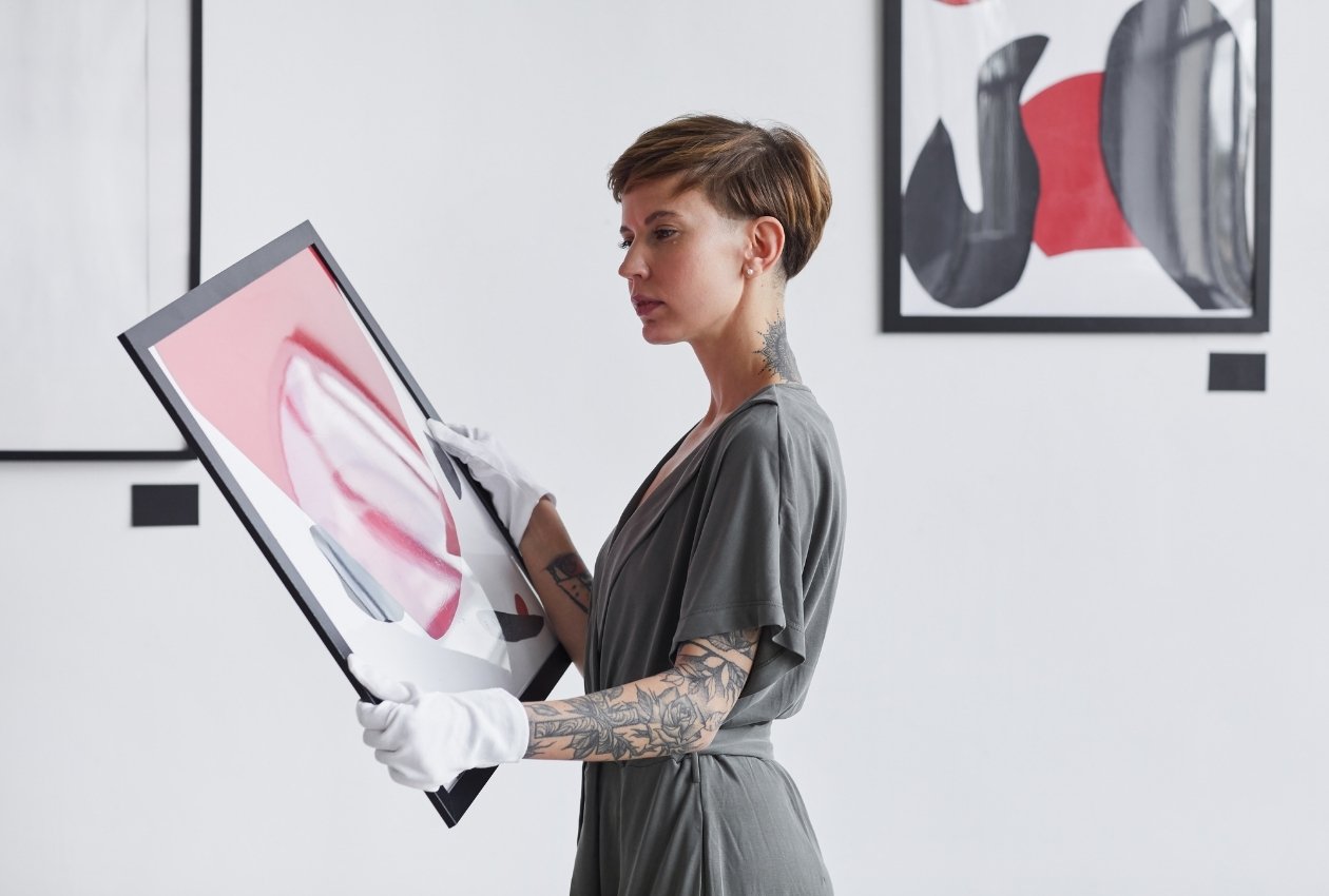 Wall Artframe. A painting work in a gallery. Professional artwork